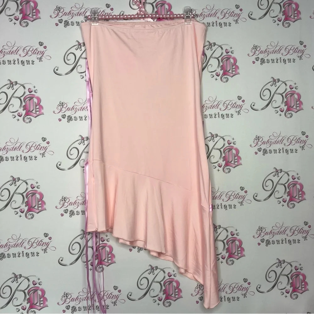 Pink dress fairy whimsical high low with ribbons π cute mermaid flowy adorable - Picture 10 of 10